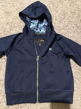 Hurley Navy Full-Zip Hoodie with Light Blue Logo